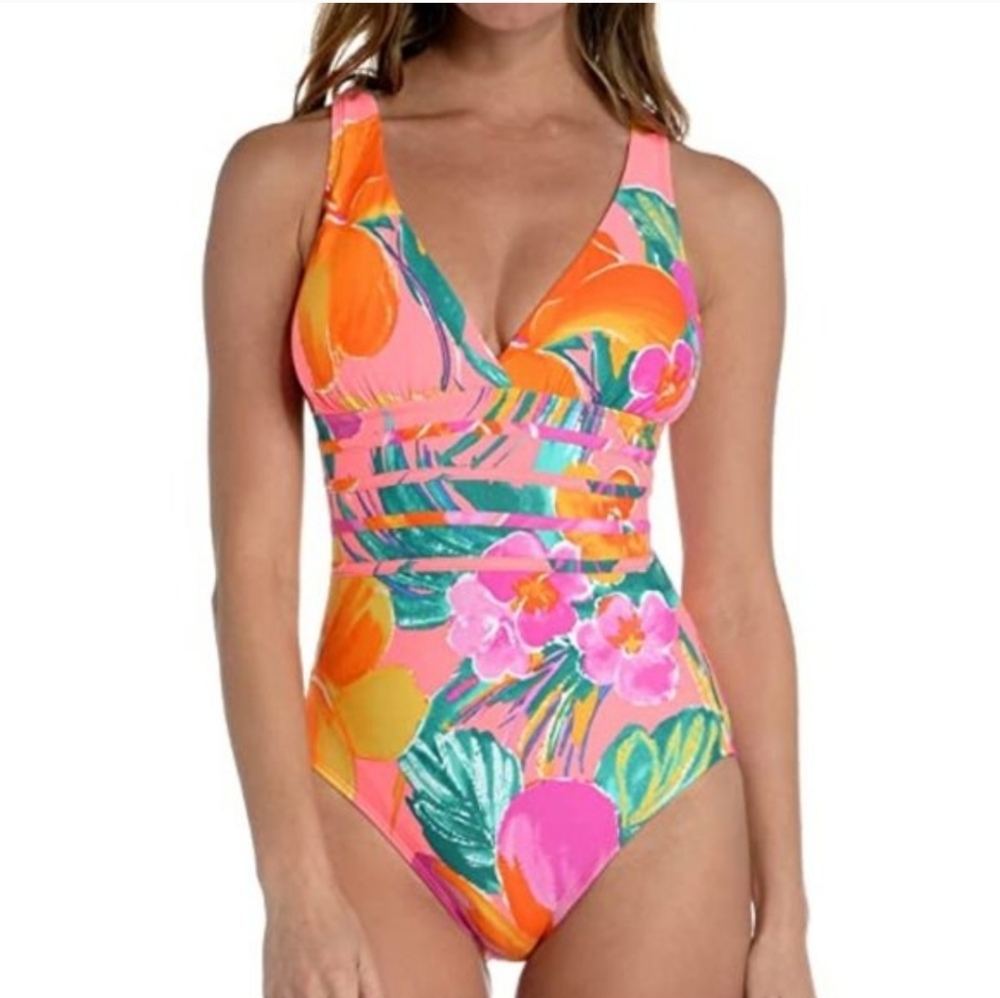 New With Tags La Blanca Isla Del Sol One-Piece Swimsuit, Mutli, Women's 8 - Picture 9 of 10